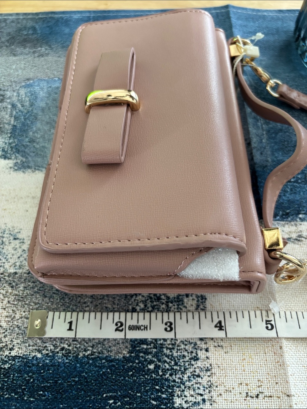 Madison West Small Dusty Pink Bow Crossbody Bag with Gold Hardware - Picture 10 of 10